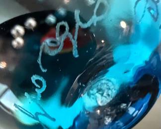 Cat on Fishbowl Glass Paperweight