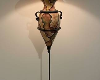 Rustic Style Studio Crafted Sculptural Floor Lamp with Ceramic Vase Body