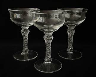 Blenko Colonial Williamsburg Air Twist Champagne Sherbet Glasses