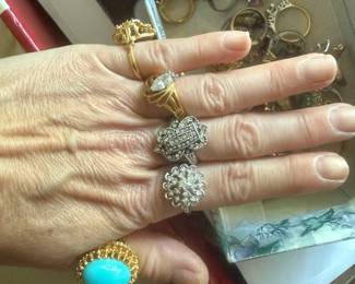 Cockatil rings a-plenty (no real gold)