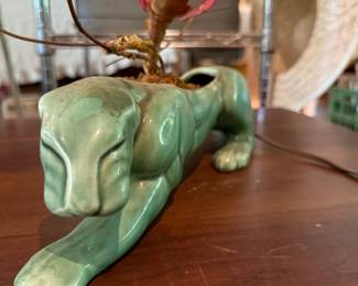 MEEEOW!!! Vintage panther lamp! "Shade" has long disintegrated, but the light still works!