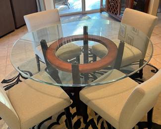 GLASS TOP DINING TABLE w/ 4 CHAIRS