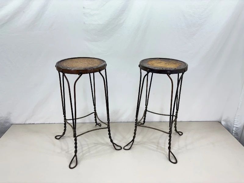 Pair of Antique Iron Bistro Stools