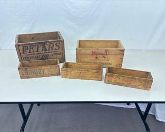 Lot of Misc. Antique Wood Advertising Boxes