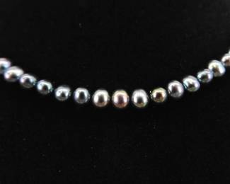 .925 Sterling Silver Clasp Genuine Freshwater Peacock Pearl Necklace
