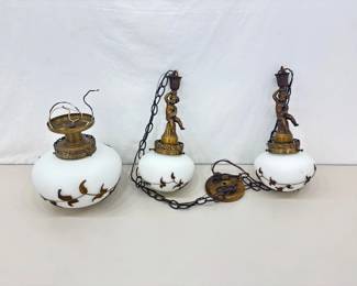 Vintage Cherub Figural Hanging Ceiling Lamp