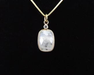 .925 Sterling Silver Moonstone Vermeil Pendant Necklace