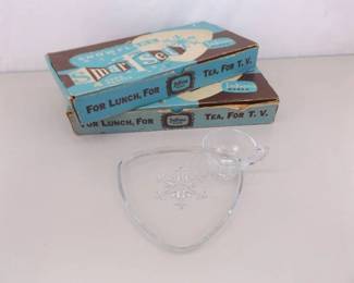 Lot of 2 NEW in Open Box Vintage Indiana Glass Snowflake 4 Person Luncheon Sets