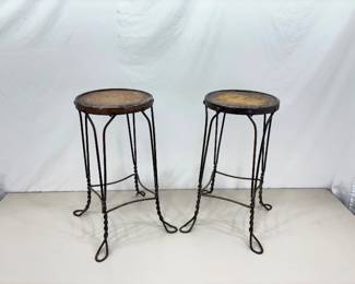 Pair of Antique Iron Bistro Stools