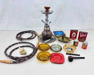 Lot of Vintage Tobacco, Ashtray, Tins, Hookah etc. Collectibles