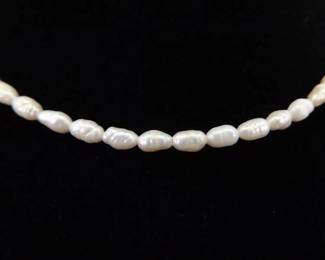 .925 Sterling Silver Genuine Pearl 16.5" Necklace
