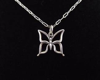 .925 Sterling Silver Butterfly Pendant Necklace