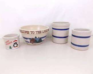Lot of Misc. Vintage Roseville Pottery Hand Painted etc. Stoneware Bowl and Jars