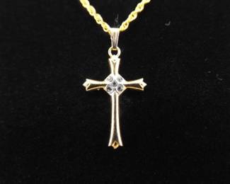 .925 Sterling Silver Vermeil Cross Pendant Necklace