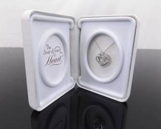 NEW .925 Sterling Silver Diamond Accented "Beat of Your Heart" Pendant Necklace