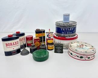 Lot of Misc. Antique and Vintage Tins, Oil Cans, etc.