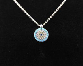 .925 Sterling Silver Evil Eye Protection Pendant Necklace