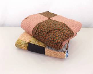 2 Medium Sized Handmade Patchwork Quilts