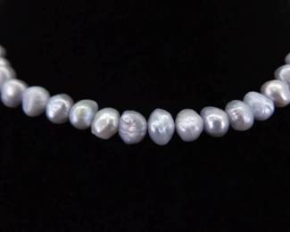 .925 Sterling Silver Clasp Genuine Cornflower Blue Pearl Necklace