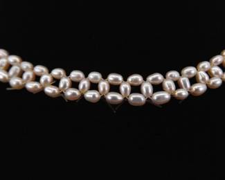 .925 Sterling Silver Clasp Genuine Pink Pearl Necklace