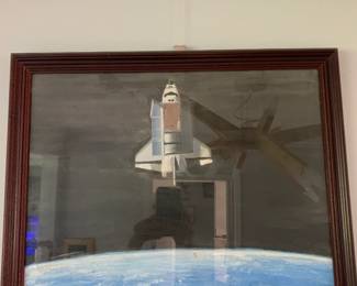 #158	38x23 pastel painting of space shuttle above earth signed KR89	 $100.00 
