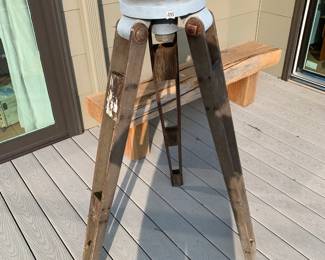 #255	hand made tripod and metal stand 65 tall	 $30.00 
