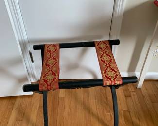 #29	Black Wood Luggage Stand w/Red/Gold Ribbon	 $25.00 