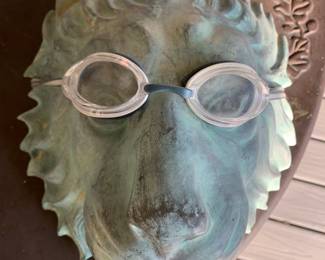#258	17x11x9 painted brass lion head wall hanging	 $65.00 