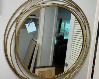 #87	Gold Art Deco Round Mirror  - 36 Round	 $75.00 