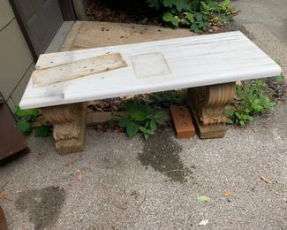 #147	41 inch concrete base marble top bench 	 $40.00 