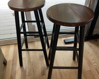 #63	Set of 2 Wood Stools w/painted black legs - 29" Tall	 $40.00 
