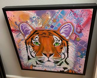 #86	Acrylic Original Art of a Tiger - 26x20 - Framed	 $75.00 