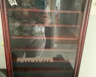 #178	shadow box with 7 shelves and glass door 14x2x17	 $30.00 