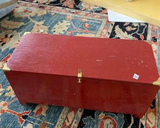 #204	red painted box with lid 	 $30.00 