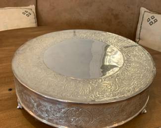 #73	Silverplate Cake Stand - 19x6"	 $30.00 