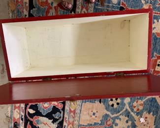 #204	red painted box with lid 	 $30.00 