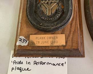 #239	USS yellowstone 1980 pride In performance plaque 8x6 	 $50.00 