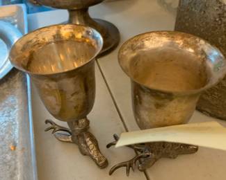 #114	Cast Metal Stag Head Stirup cups - Set of 2 	 $30.00 
