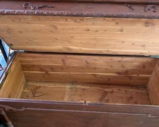 #211	as is cedar chest with small hiden cabinet top and large  44x19x14	 $75.00 