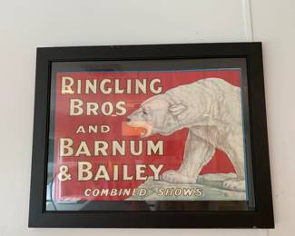 #59	Vintage Ringling Bros Banum & Bailey Combined Shows Poster Framed - 27x21	 $100.00 