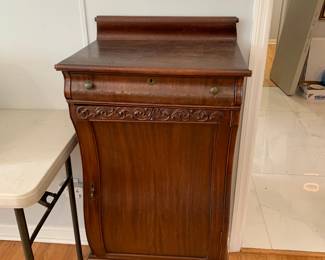 #57	Wood Music Cabinet w/1 drawer and 7 shelves w/ball and claw feet - 22x16x45	 $175.00 