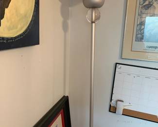 #128	Heavy Uplight Floor Lamp - Aluminum/Chrome w/glass on Top and bottom - 72" Tall	 $75.00 