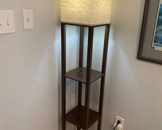 #84	Wood Lamp w/2 shelves and Square Shade - 63" Tall	 $30.00 