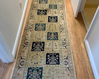 #35	Hand-knotted Cream Runner Rug (as is stain) - 32x118	 $75.00 
