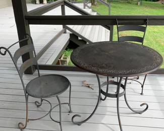 #74	Metal Bistro Table w/2 Metal Chairs - 32x29 Table	 $75.00 