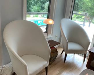 #65	Pair of Barrel Style Side Chairs - Cream (has 2 slipcovers that are white w/polka dots)	 $150.00 