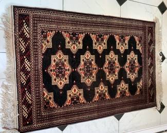 #48	Hand-Knotted Black/Red Rug - 39x57	 $100.00 