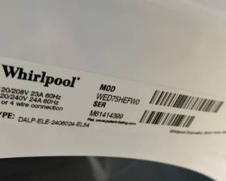 #207	Whirlpool front load washer dryer  Wfw8700 Wed75 	 $300.00 