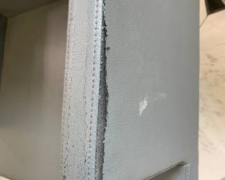 #50	Mid-Century Style Gray Leather and Chrome Square Chair  - as is peeling on places	 $20.00 