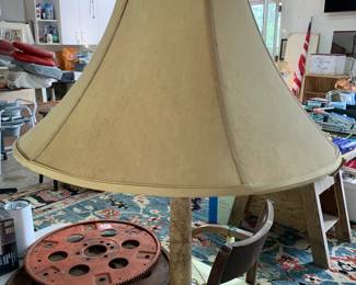 #240	yellow/brown marble lamp 29 tall	 $75.00 
